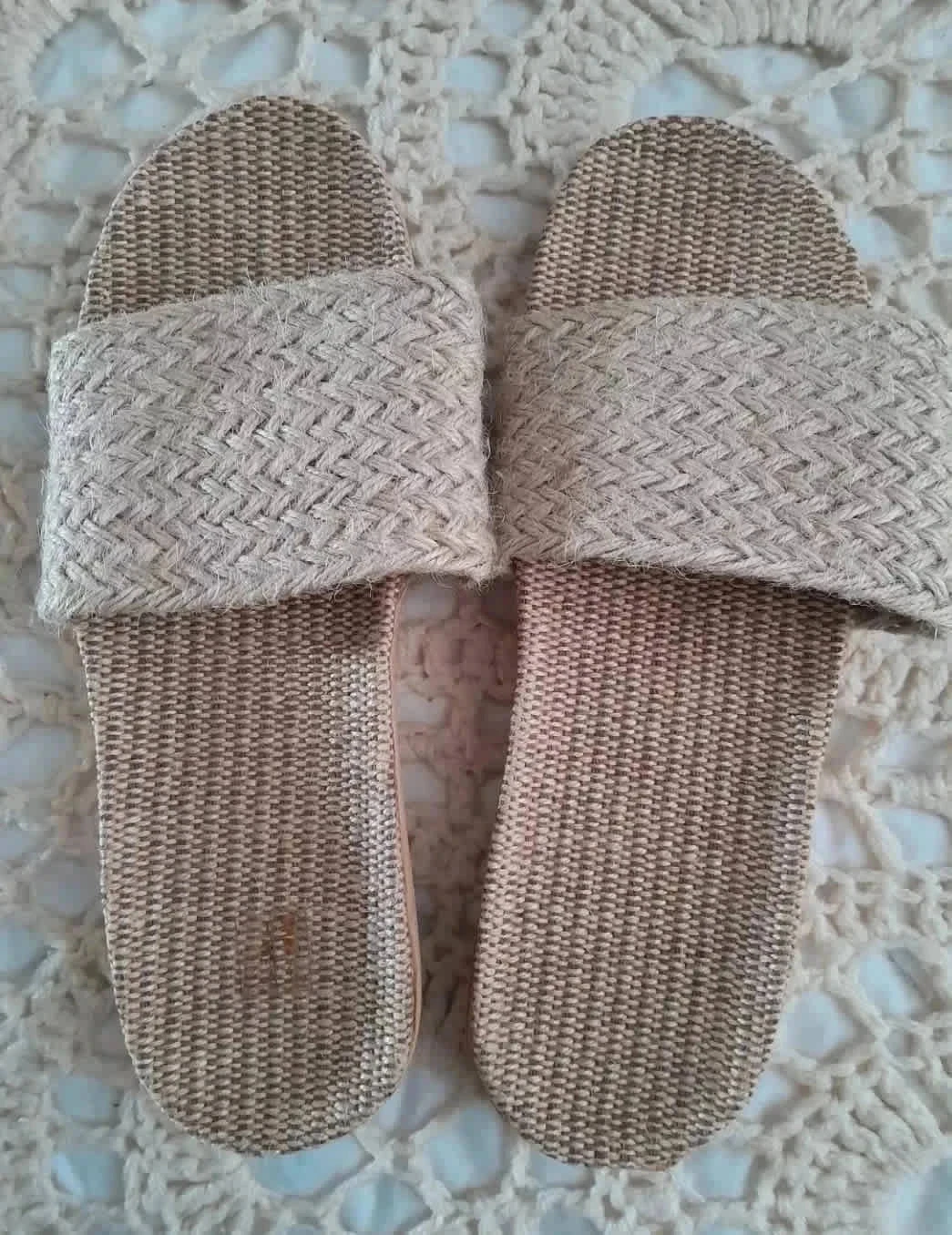 Claquettes en cordelette, couleur beige clair, pointure 40/41, style Bohème